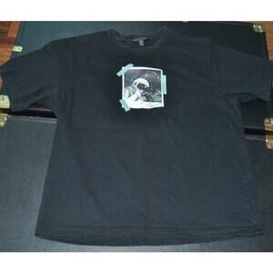 Urban Revivo Black Astronaut Polaroid Short Sleeve Shirt